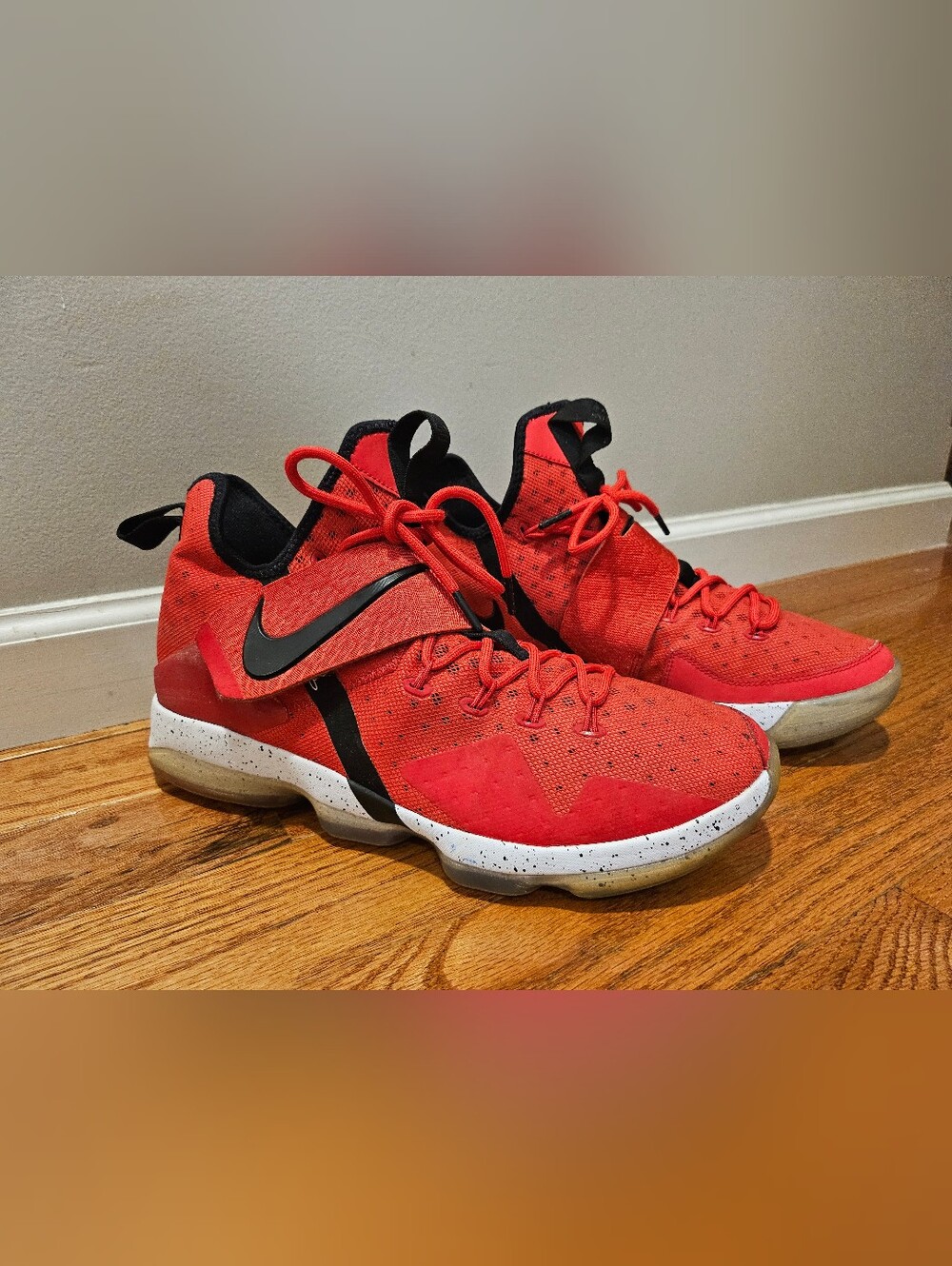 Nike LeBron Men’s Red and Black High-Top Basketball Shoes